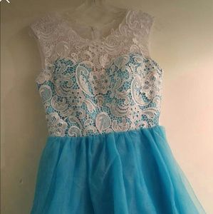 Aqua knee length formal dress
